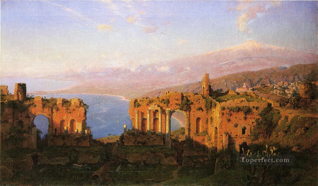 Ruins of the Roman Theatre at Taormina Sicily scenery Luminism William Stanley Haseltine Oil Paintings